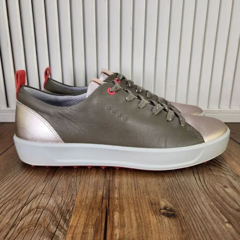 ECCO Hydromax E-DTS Golf Shoes Womens Size 9 Extra Width Brown Spikeless Leather